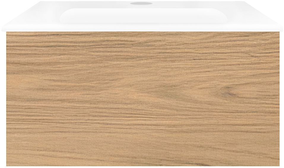 Onderbouw COFFEE 1 lade 60 eik klassiek+wastafel porselein wit