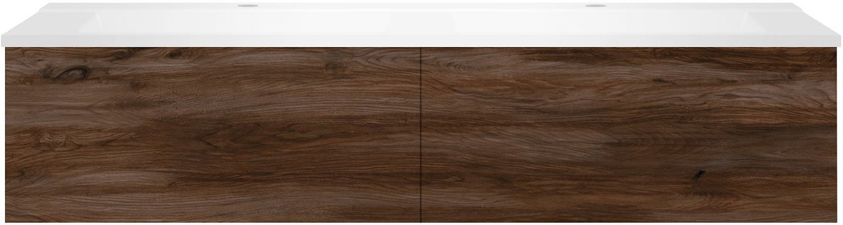 Onderbouw COFFEE 2 lades 140 duo notelaar Decor Fluweel +dubbele wastafel mat wit