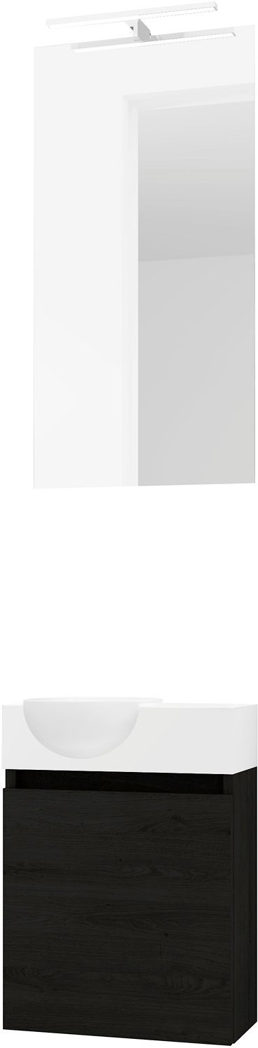 HANDENWASSER FORM MINI QUO LINKS / 1 DEUR/ SPIEGEL VERLICHTING LED GRAPHIT EIK