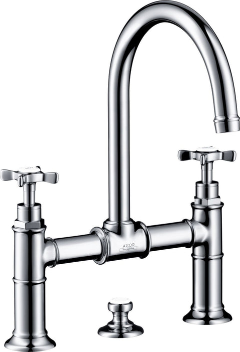 2GREEP Mengkraan lavabo montreux 220 Axor kruis brugmodel automatische sluiting chroom