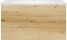 Onderbouw COFFEE 2 lades 100 eik urban+wastafel kunstmarmer mat wit