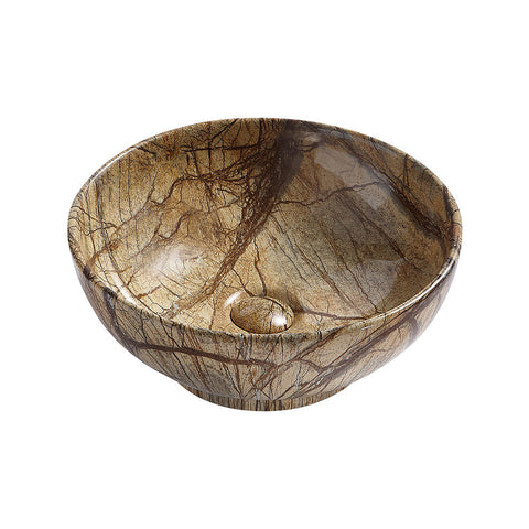 Aloni crocodile waskom - opbouw - zonder overloop - zonder kraangat - met click waste - keramiek - 41X18X41 cm - bruin marmer, wastafels — SKU MB-15831-19358, EAN 5404024105386