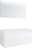 MEUBLE 2 TIROIRS POUR TABLET PURO 1 LAVABO GAUCHE TENSO 140CM BLANC AVEC MIROIR