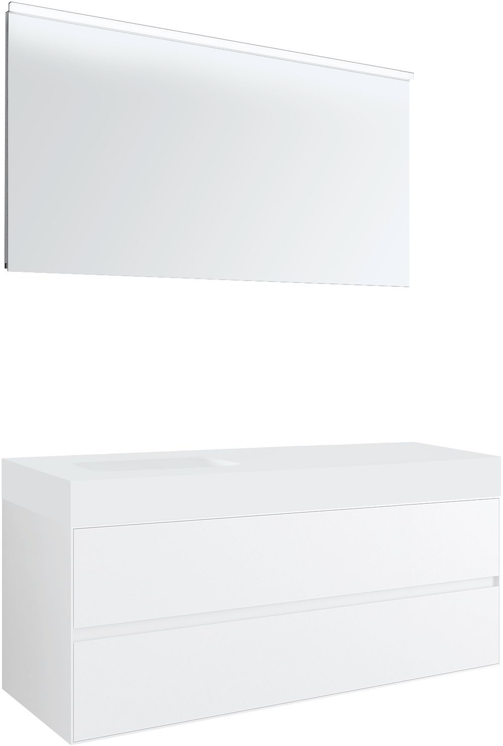 MEUBEL 2LADES VOOR TABLET PURO 1 LAVABO LINKS TENSO 140CM WIT MET SPIEGEL