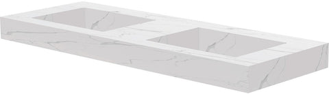 Tablet Keramisch MARMER puro dubbele lavabo S B140 H10 zonder kraangat white calacatta