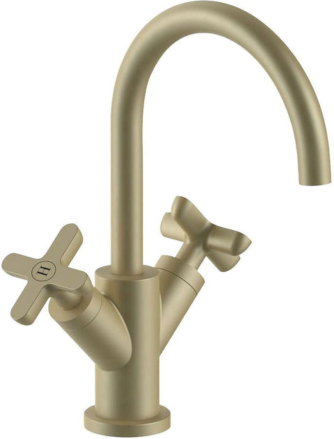 2GREEP MENGKRAAN LAVABO ICONA CLASSIC FANTINI ZONDER SLUITING SPRONG 160MM MAT BRITISH GOLD PVD
