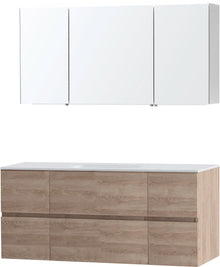 Meubel Molto eik natuur 140 1 lavabo Solid spiegelkast