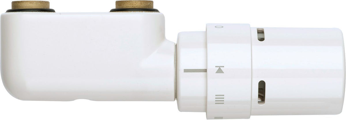 Design-ventielset met luxe-thermostaatkop Vasco haaks RAL9016