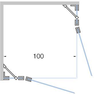 Draaideur met vast deel hoekinstap close tot 100CM hoogte 200CM mat wit-helder
