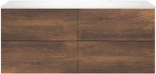 SOUS MEUBLE COFFEE 4 TIROIRS 140 CHENE DECOR ROUILLE+LAVABO DROITE BLANC