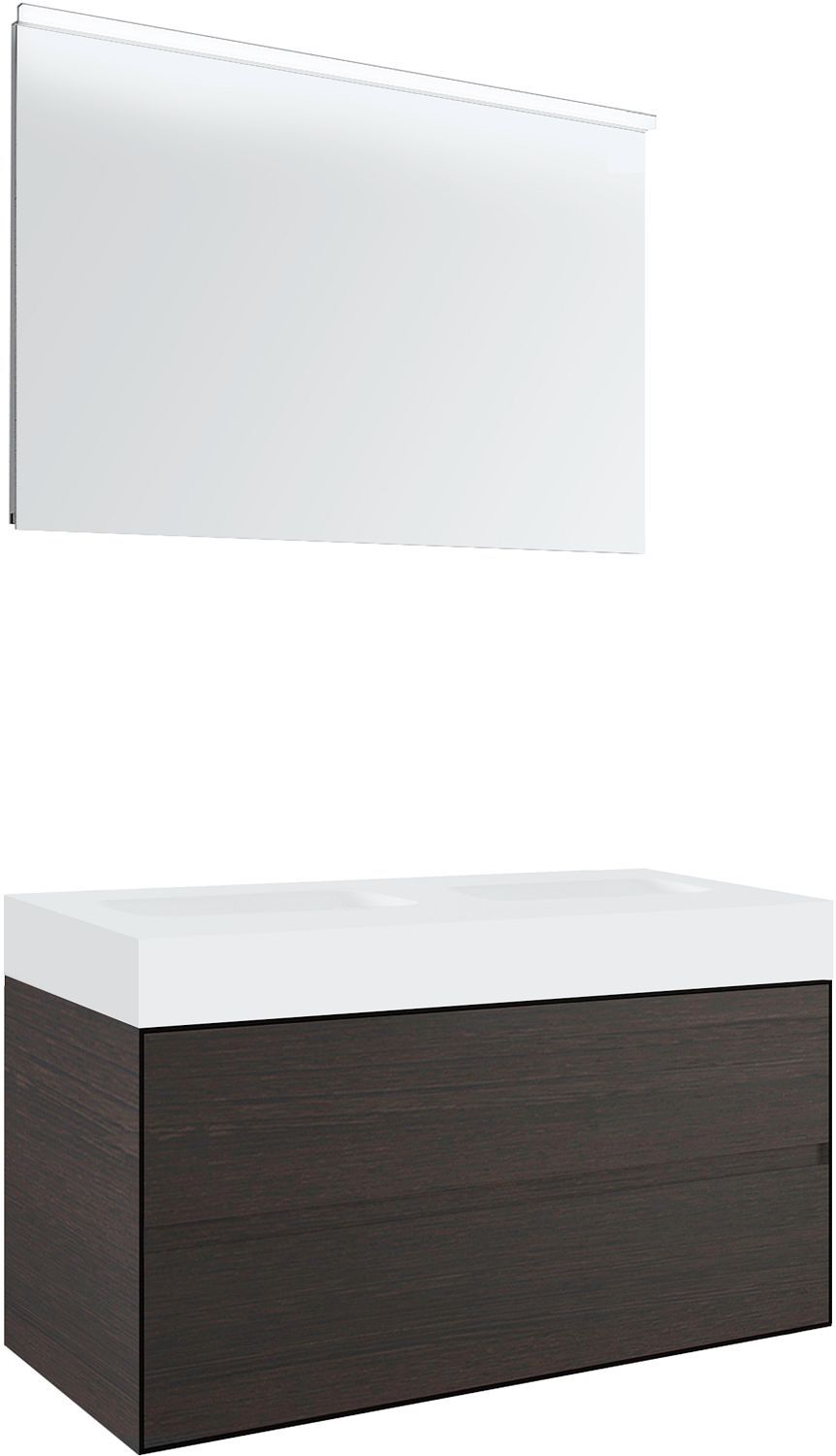 Meubel 2LADES voor tablet puro 2 lavabos tenso 120CM wenge met spiegel