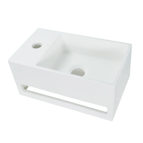 Solid surface wastafel met handdoekhouder en kraangat links (35,8X20,5X15,7CM) - wit, handenwassers — SKU MB-16216-19743, EAN 5404024106673