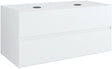 SOUS MEUBLE 2 TIROIRS+ TABLET POUR 2 LAVABOS A POSER TENSO 120CM SANS TROUS ROBINETS BLANC
