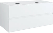 SOUS MEUBLE 2 TIROIRS+ TABLET POUR 2 LAVABOS A POSER TENSO 120CM SANS TROUS ROBINETS BLANC