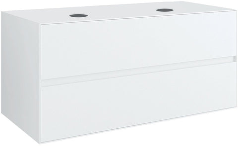 Onderbouw 2LADES+TABLET voor 2 opbouwlavabos tenso 120CM zonder kraangat wit, badkamermeubelen — SKU DESCO-177438
