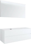 MEUBEL 2LADES+TABLET VOOR OPBOUWLAVABO LINKS TENSO 140CM ZONDER KRAANGAT WIT MET SPIEGEL