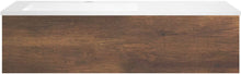 SOUS MEUBLE COFFEE 1 TIROIR 120 CHENE DECOR ROUILLE+LAVABO EN MARBRE SYNTHETIQUE GAUCHE BLANC