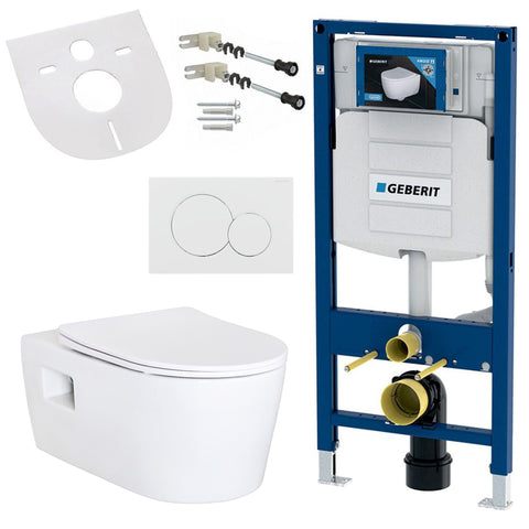 Hansgrohe EluPura S wand-wc complete set met softclose deksel Geberit Duofix UP320 inbouwelement Sigma01 bedieningsplaat muurankers geluidsisolatie, wc-packs — SKU MB-36028-40735, EAN 5404029134848