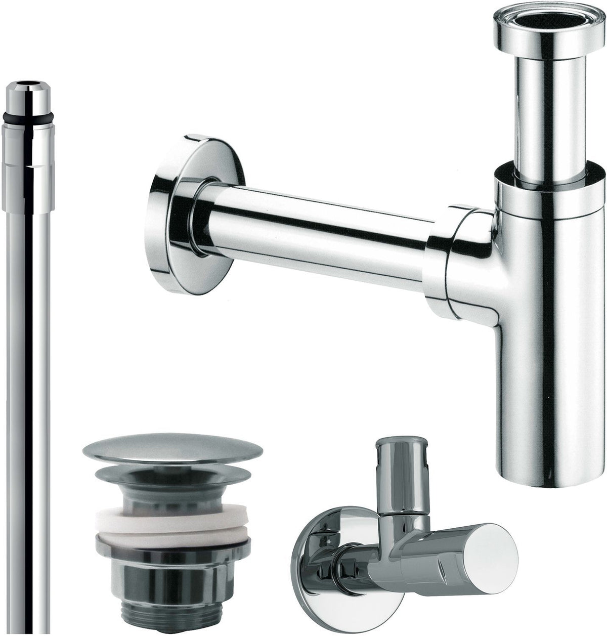 Aansluitset nobili handenwasser +overloop chroom