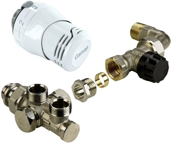 COMBINAISON THERMOSTATIQUE MONOTUBE MUR+COUDE 1/2"-M22