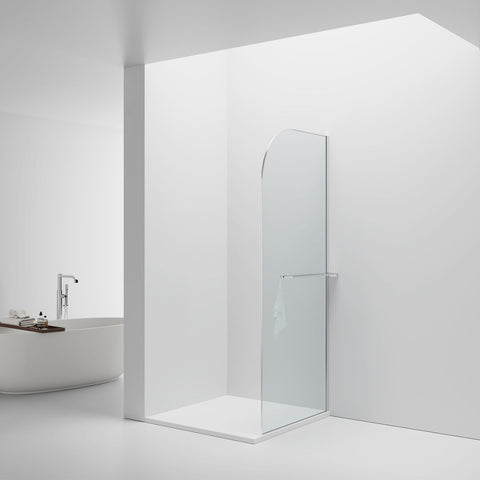 BELVIT Walk In inloopdouche 100x200cm helder glas chroomprofiel afgerond met handdoekhouder, inloopdouches — SKU MB-27588-31121, EAN 5404029128113