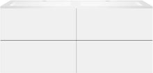 Onderbouw COFFEE 4 lades 140 duo mat wit +dubbele wastafel kunstmarmer mat wit