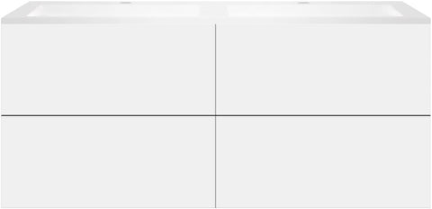 Onderbouw COFFEE 4 lades 140 duo mat wit +dubbele wastafel kunstmarmer mat wit