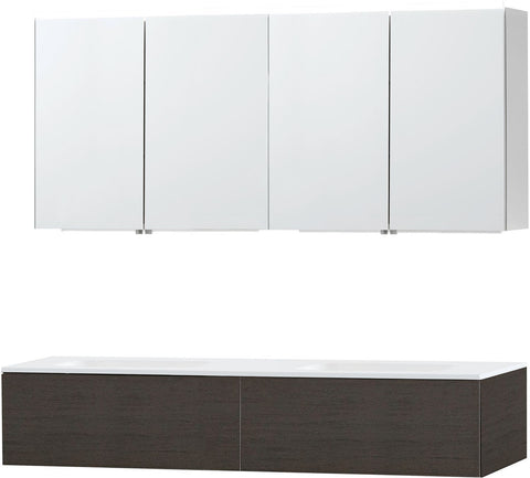 Meubel puro duo wenge 160 1 lade Solid Molto spiegelkast, badkamermeubelen — SKU DESCO-704056