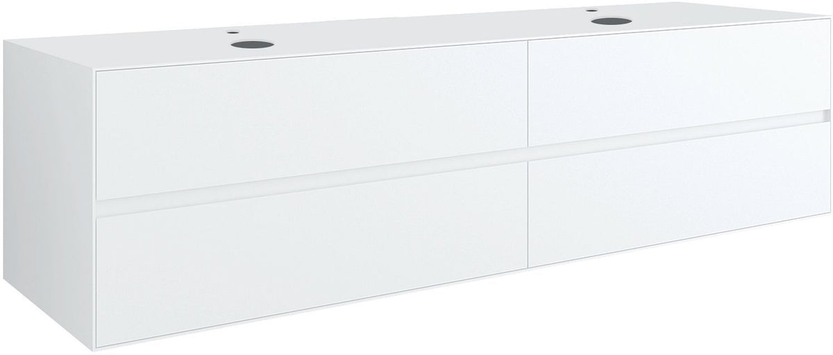 Onderbouw 4LADES+TABLET voor 2 opbouwlavabos tenso 180CM +kraangaten wit