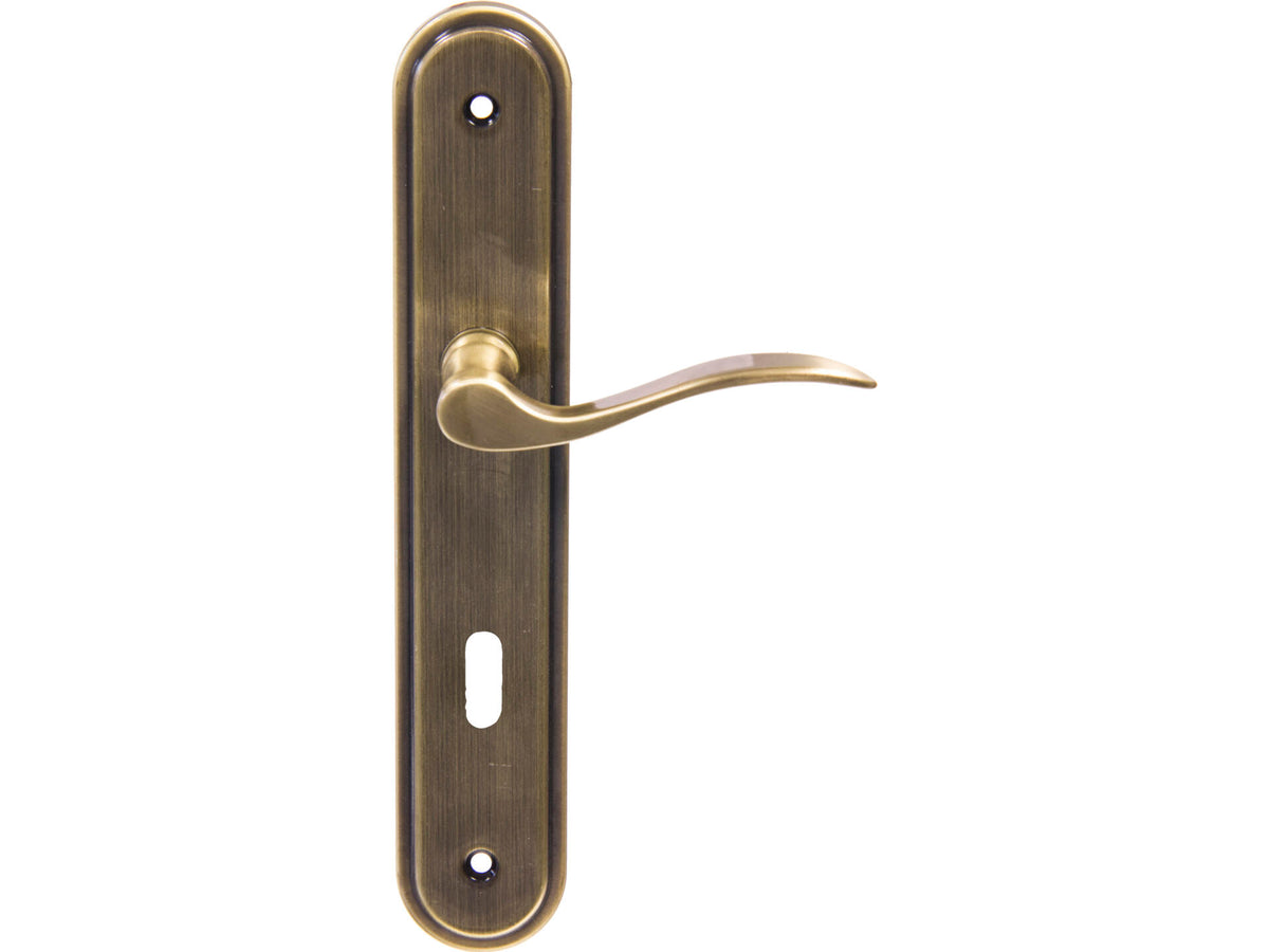 Linea Bertomani deurklinkset op plaat 72mm zamak verbronsd