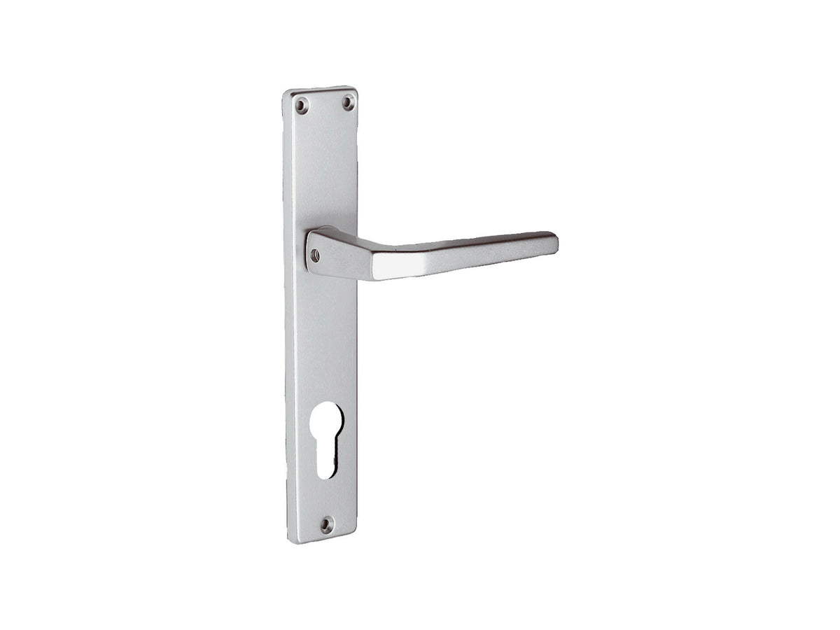 Linea Bertomani deurklinkset op plaat cylinder 72mm aluminium zilver