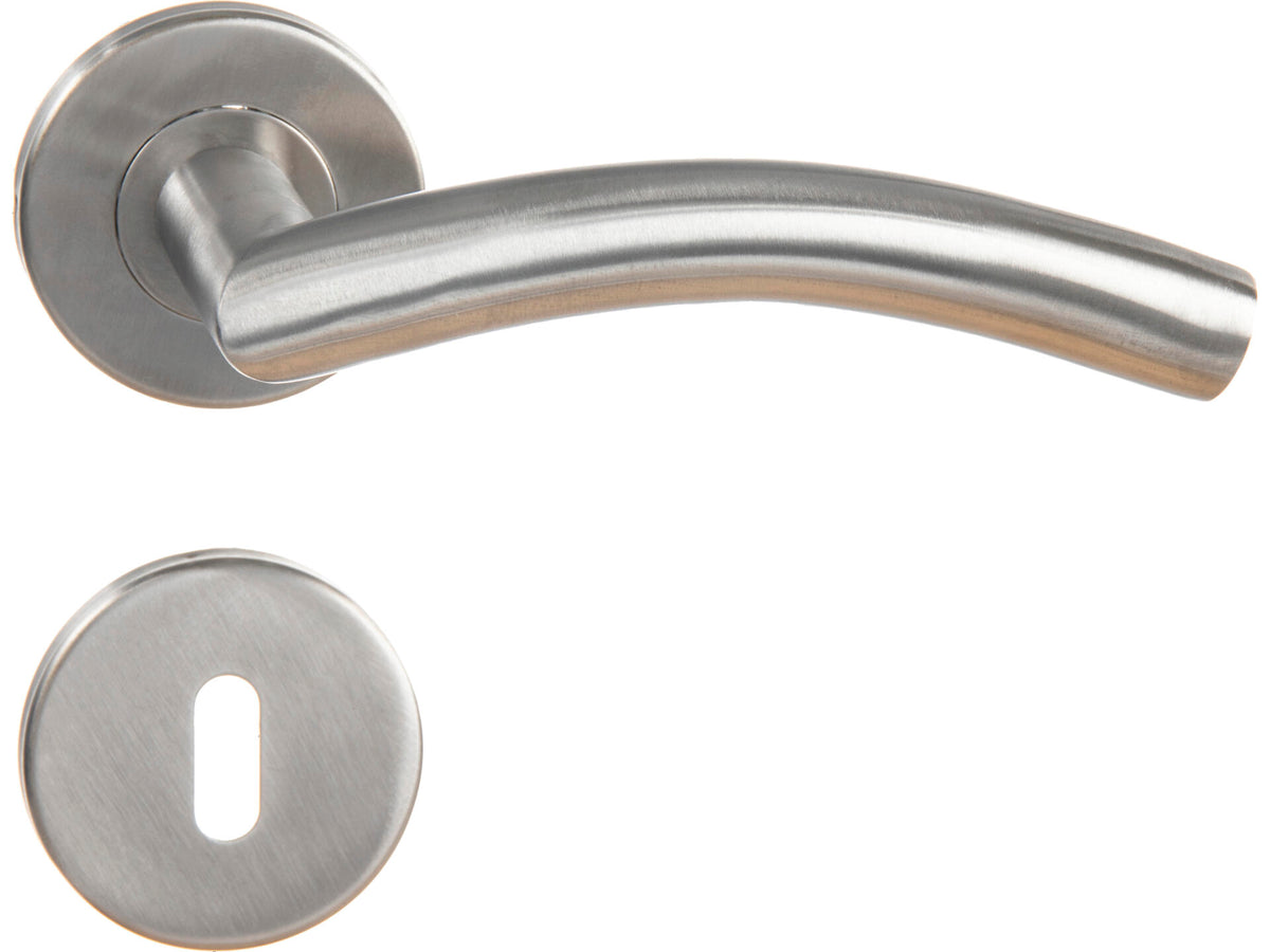 Linea Bertomani deurklinkset op rozet gebogen inox