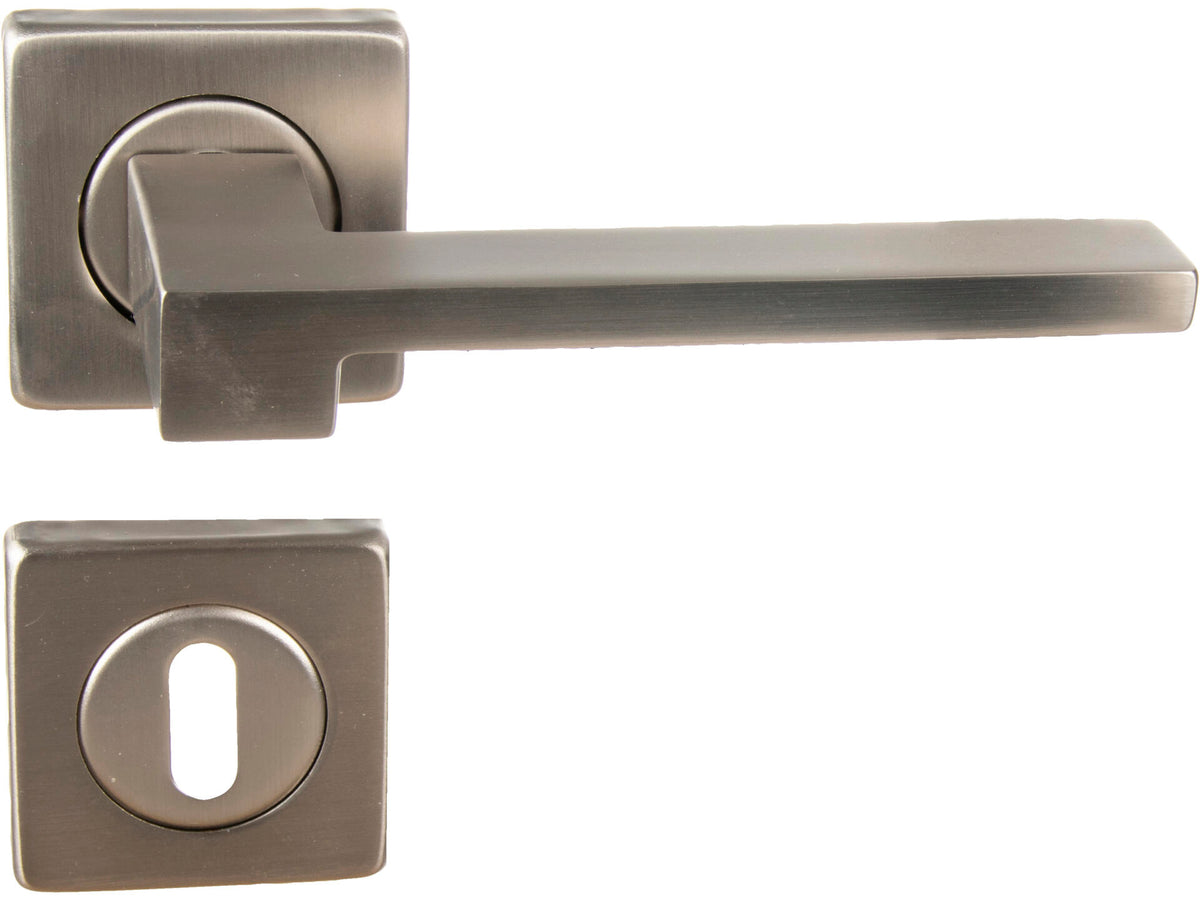 Linea Bertomani deurklinkset op rozet vierkant aluminium vernikkeld