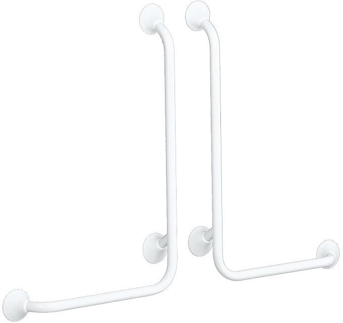 Hoekw beug linido 90gr links wit, sanitaire accessoires — SKU DESCO-30235