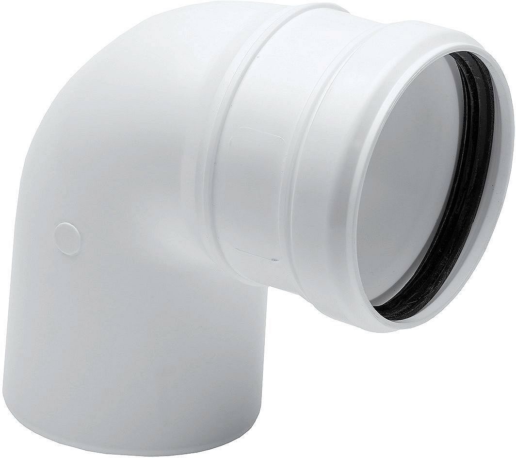 Uniflow bocht 80mm 90° PP wit, rookgasafvoer — SKU DESCO-161503
