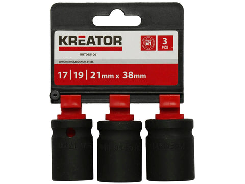 Kreator dopsleutel 17-19-21 mm 3 stuks