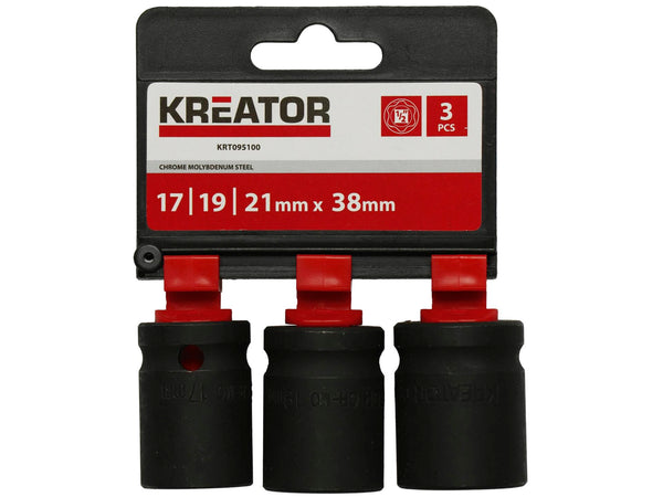 Kreator dopsleutel 17-19-21 mm 3 stuks