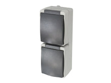 Profile dubbel verticaal spatwaterdicht stopcontact met penaarde grijs