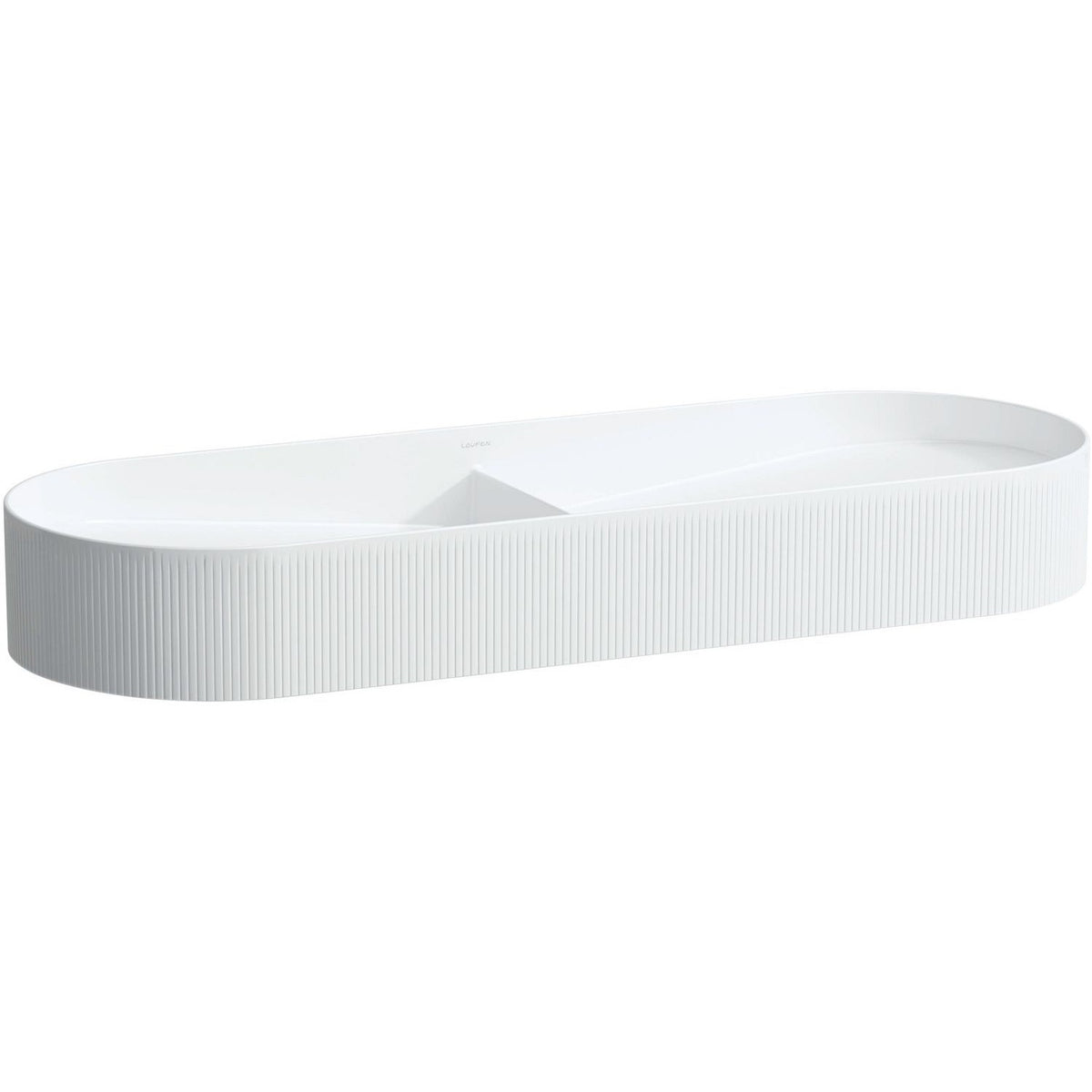 Dubbele opbouw lavabo sonar relief laufen 100X37 zonder kraangat/overloop Clean coat wit