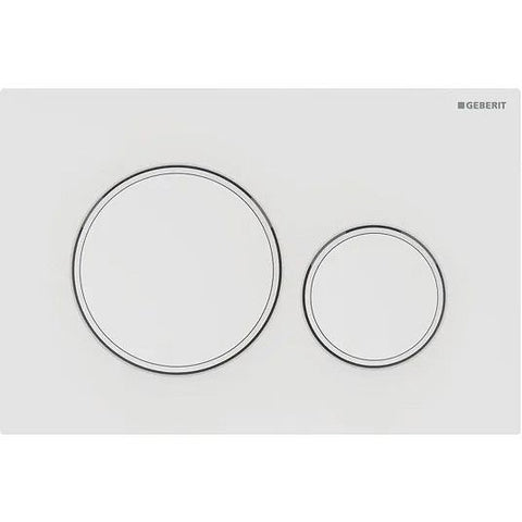 Duwplaat 2-TOETS SIGMA20 Geberit mat wit met glanzend wit designring easy-to-clean