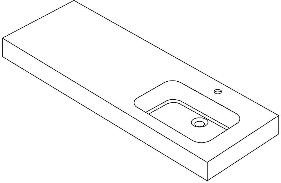 TABLET PURO 140CM 1 LAVABO RECHTS SOLID MAT WIT