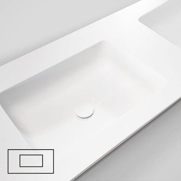 TABLET TAILOR TOP DUBBELE LAVABO LINKS 160CM SOLID XONYX WIT