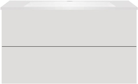 Onderbouw coffee 2 lades 100 fluweel grijs mat+wastafel kunstmarmer wit, badkamermeubelen — SKU DESCO-192210