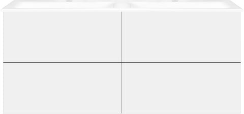 Onderbouw COFFEE 4 lades 140 duo mat wit + dubbele wastafel porselein wit, badkamermeubelen — SKU DESCO-193021