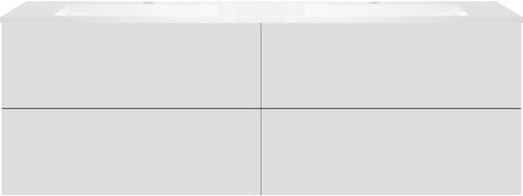 Onderbouw coffee 4 lades 180 duo fluweel grijs mat +dubbele wastafel kunstmarmer wit, badkamermeubelen — SKU DESCO-192538