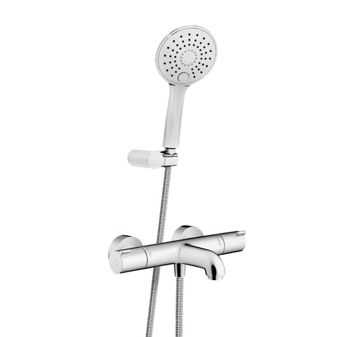 Doucheset met Hansgrohe Ecostat 1001 CL badthermostaat en Belvit Slim handdouche & chromen doucheslang, douchekolommen & douchesets — SKU MB-32550-36176, EAN 5404029134824