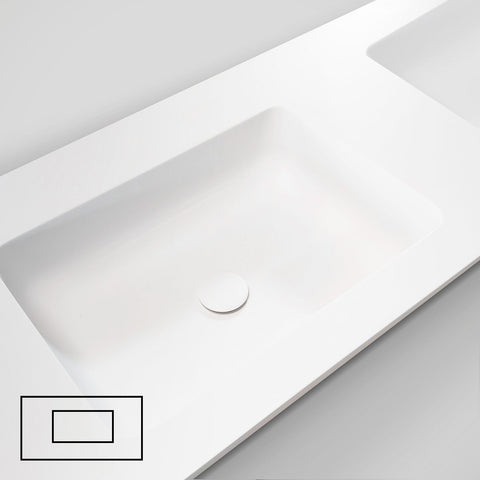 TABLET TAILOR TOP DUBBELE LAVABO LINKS 200CM SOLID XONYX WIT