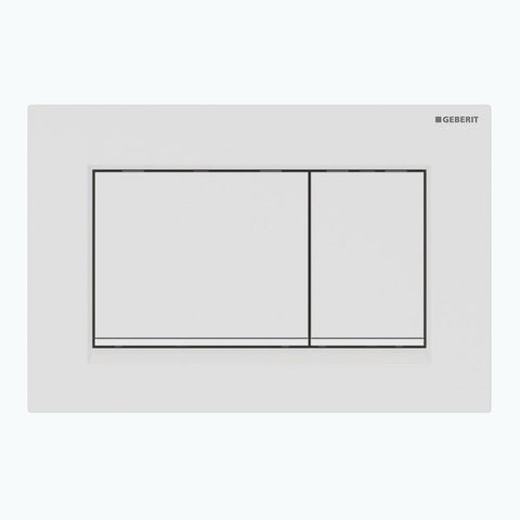 Duwplaat 2-TOETS SIGMA20 hoekig Geberit mat wit-wit met Witte designstrook