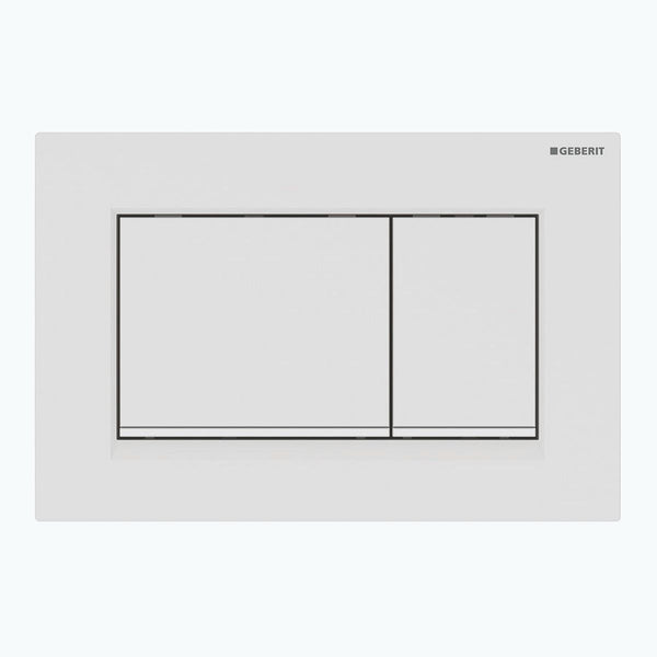 PLAQUE DE COMMANDE 2 TOUCHES SIGMA20 CARRE GEBERIT BLANC MAT-BLANC AVEC BANDES DESIGN EN BLANCHES