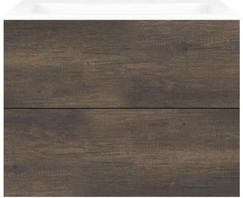 Onderbouw COFFEE 2 lades 80 kastanje Decor truffel +wastafel porselein zonder kraangat wit